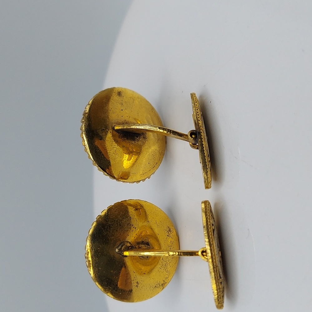 Vtg Damascene Intricate Gold and Silver Mens Cufflinks. - Picture 10 of 10